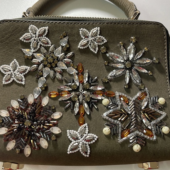 Rebecca Minkoff Sage Green Embellished Jewels Leather Box Bag - Picture 2 of 10